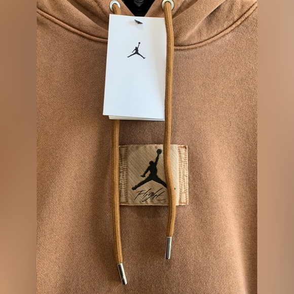 NEW Jordan Mens XS Flight Fleece Washed Pullover Hoodie - Legend Dark Brown - Picture 3 of 8